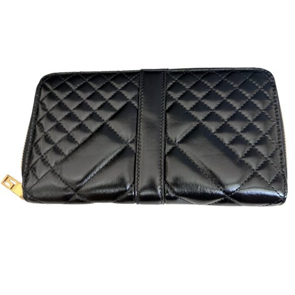 VERSACE QUILTED BLACK LEATHER ZIP AROUND LONG WALLET, 1007135 - Picture 2 of 15